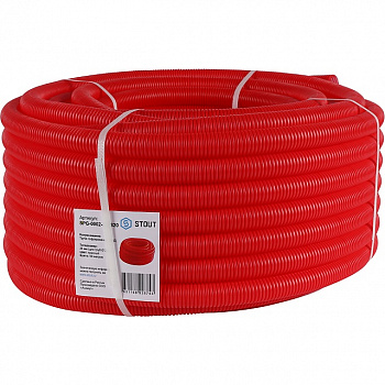 Труба гофрированная ПНД, цвет красный, наружным диаметром 28 мм для труб диаметром 20 мм